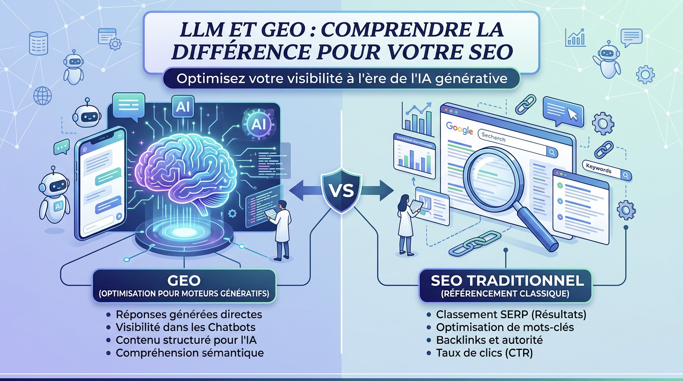 llm-geo-différence la différence entre LLM et GEO