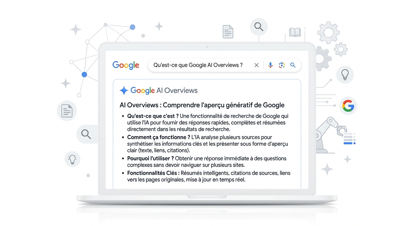 résultats dans google ai overviews
